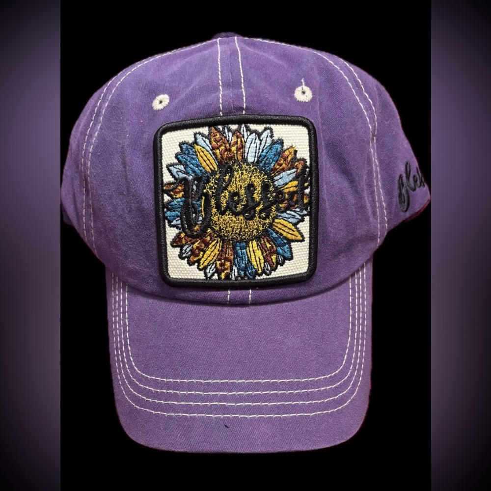 Purple 'Blessed' Embroidered Cap NWOT